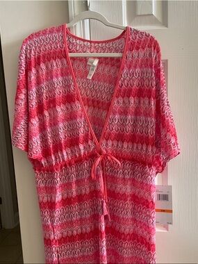 Coco Reef Pink & White Printed V-Neck Swim Coverup